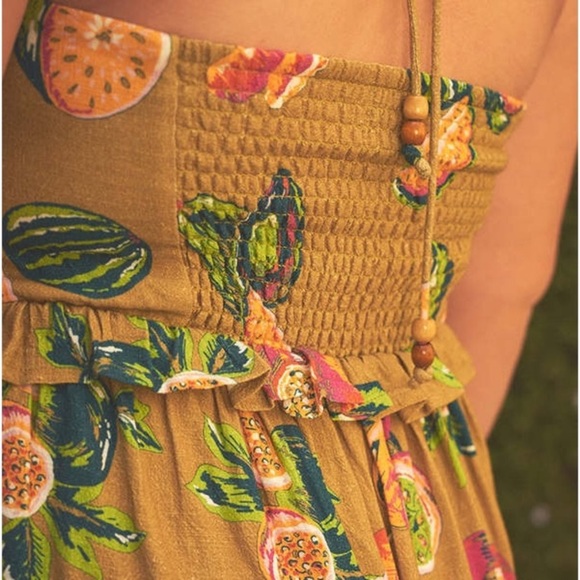 The Odells / Anthropologie Isla Jumpsuit Olive Fruit Print 1X - Picture 3 of 6